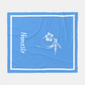 ナマステ引用文ホワイトハミングバードフラワーペタル フリースブランケット (正面(横))