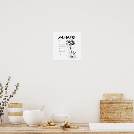 ナマステ引用文ポスター白黒自然アート ポスター (キッチン)