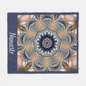 ナマステ引用文マンダラ金ゴールドブルースピリチュアル フリースブランケット (正面(横))