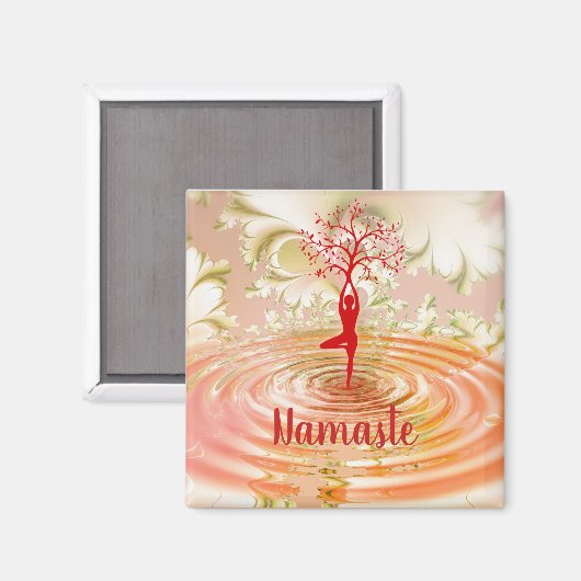 ナマステ引用文ヨガツリーオブライフゼン マグネット (正面/裏面)