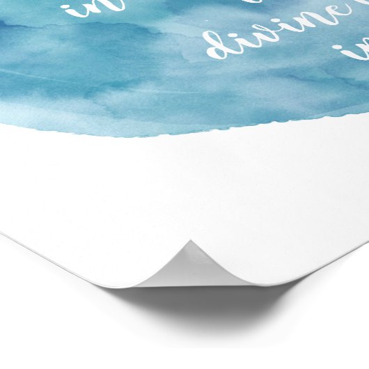 ナマステ引用文水彩アートブルーとホワイト ポスター (角)