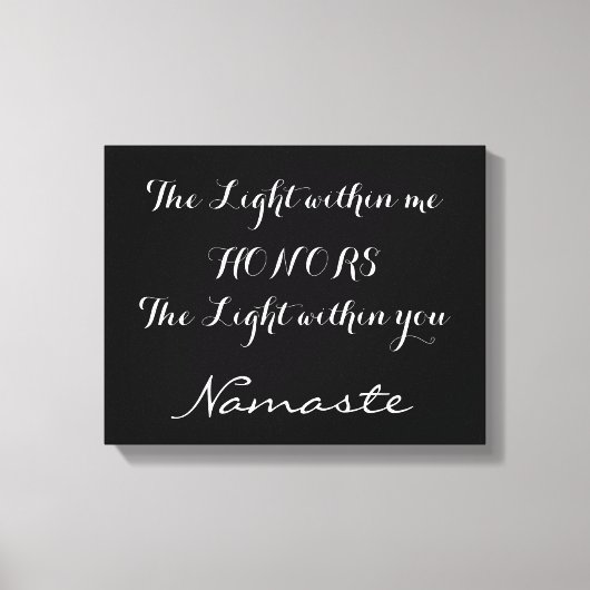 ナマステ感動的白黒タイポグラフィ キャンバスプリント (正面)