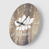 ナマステ白蓮教及び木板のヨガ ラージ壁時計 (傾斜)