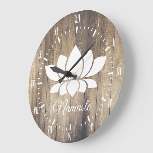 ナマステ白蓮教及び木板のヨガ ラージ壁時計 (傾斜)