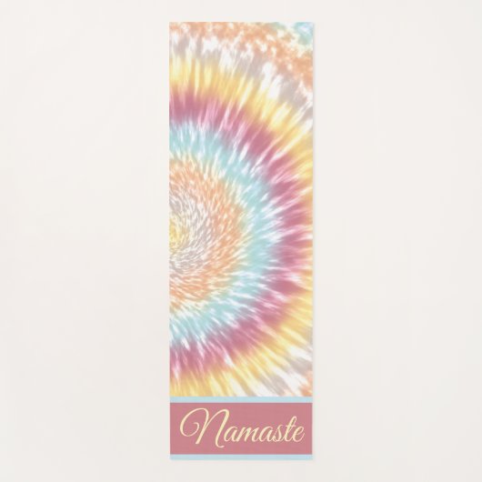 ナマステ絞り染めパステルレインボーアクアピンクイエロー ヨガマット (正面)