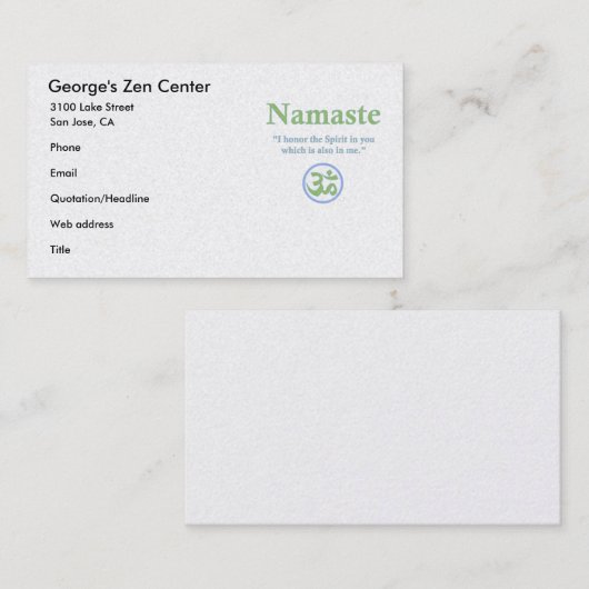 ナマステ記号を使用した意味 名刺 (正面/裏面)