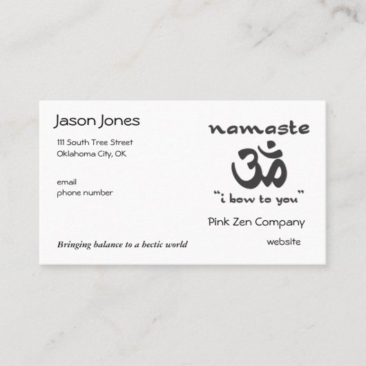 ナマステ – お辞儀する(黒) 名刺 (正面)