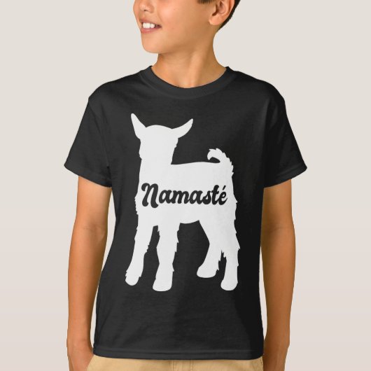 ナマステ かわいい ヤギ ヨガ Tシャツ (正面)