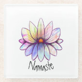 ナマステ、（ばちゃばちゃ）跳ねるパステルロータスフラワー ガラスコースター (正面)