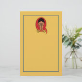 ナマステ・グリーティングで頭のスカーフをしたヒンドゥー教の女性 便箋 (スタンド正面)