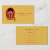 ナマステ・グリーティングで頭のスカーフをしたヒンドゥー教の女性 名刺 (正面/裏面)