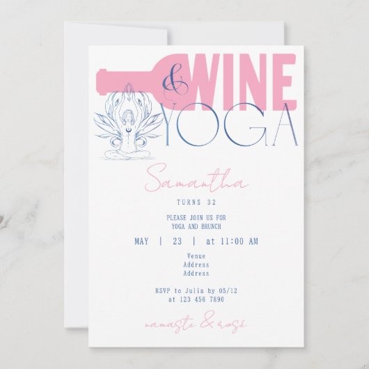 ナマステ&バラミニマルワイン&ヨガブランチ誕生日 招待状 (正面)