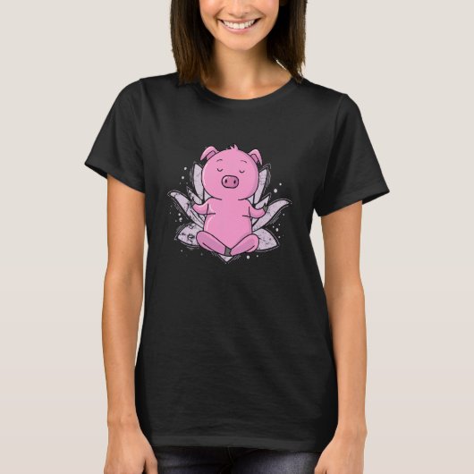 ナマステ・ピッグ・メディテーション Tシャツ (正面)