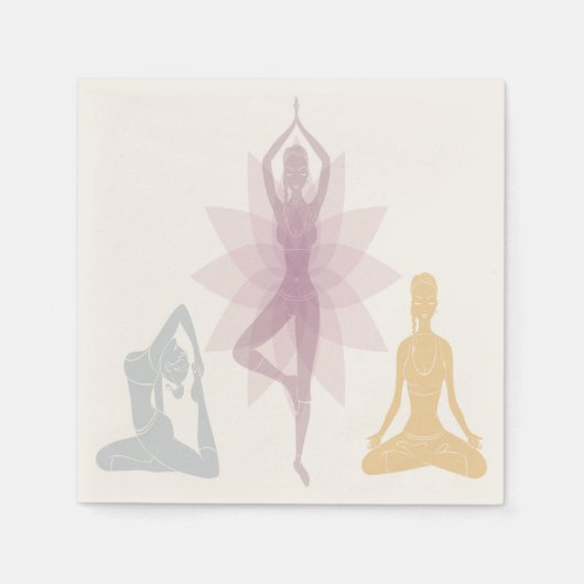 ナマステ，ヨガ，ヨギ，女性，チャクラ，チー，スピリチュアル，禅 スタンダードカクテルナプキン (正面)