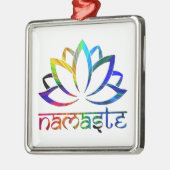 ナマステ、ロータスフラワー、レインボー、スピリチュアルオーナメント メタルオーナメント (左)