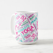 ナマステ、平和および調和のピンクのヨガパターン コーヒーマグカップ (正面左)