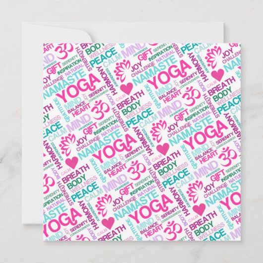 ナマステ、平和および調和のピンクのヨガパターン 招待状 (裏面)