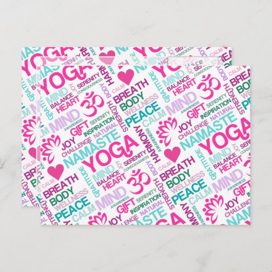 ナマステ、平和と調和ピンクYOGAパターン ポストカード (正面/裏面)