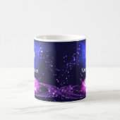 ナマステ 引用文 紫のクリスタル 蓮と星のカップ コーヒーマグカップ (中央)