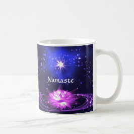 ナマステ 引用文 紫のクリスタル 蓮と星のカップ コーヒーマグカップ