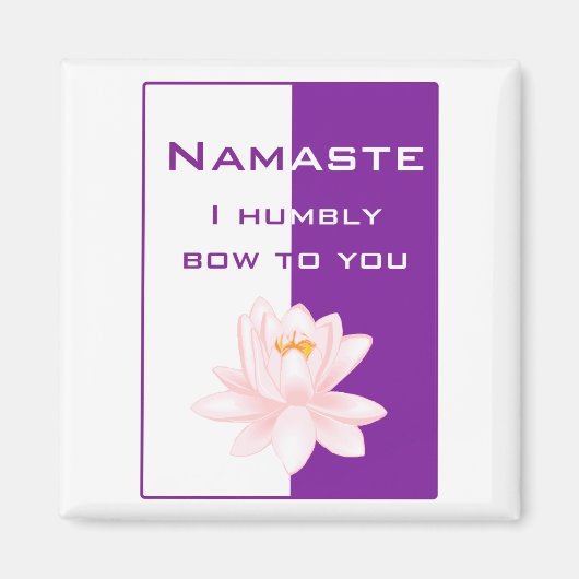 ナマステ – 私は謙虚に貴方にお辞儀する（紫） マグネット (正面)