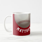 ナマスポーツ付き赤パーソナライズされた野球 コーヒーマグカップ (左)