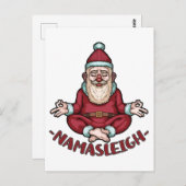 ナマスレイおもしろいサンタクロースヨガめい想クリスマス ポストカード (正面/裏面)