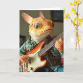 ナマズおもしろいの遊ギターファンタジー誕生日 カード (黄色い花)