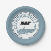 ナマズおもしろい魚釣りユーモアのある揚げレシピ調理師 ペーパープレート (正面)