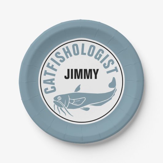 ナマズおもしろい魚釣りユーモアのある揚げレシピ調理師 ペーパープレート (正面)