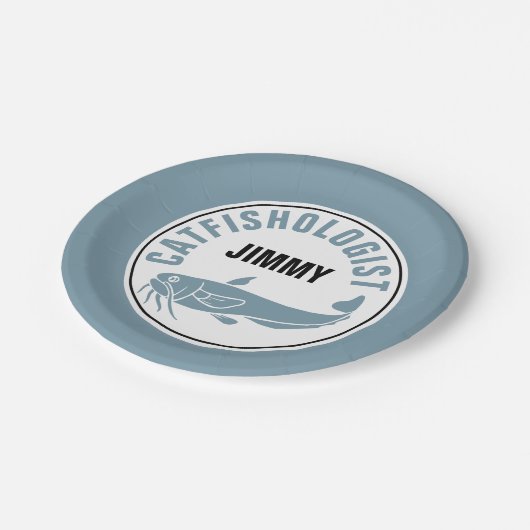 ナマズおもしろい魚釣りユーモアのある揚げレシピ調理師 ペーパープレート (アングル)