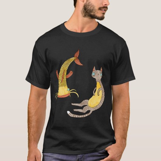 ナマズと猫 Tシャツ (正面)