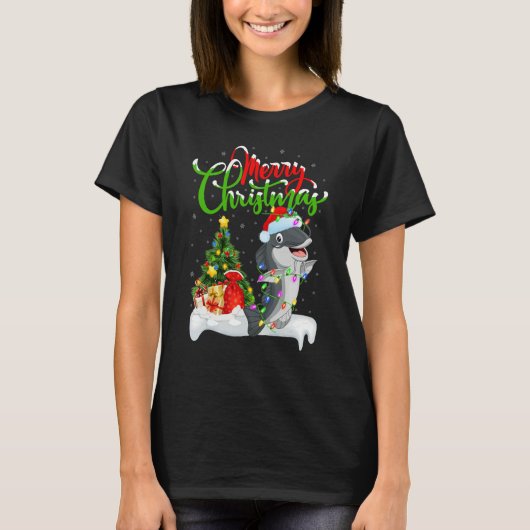 ナマズのクリスマス飾り サンタナマズ クリスマス Tシャツ (正面)