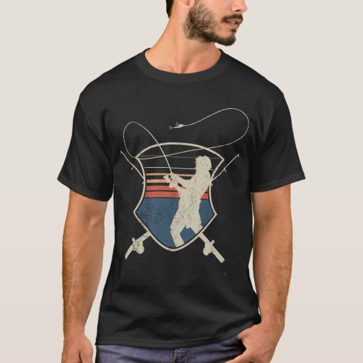 ナマズのレトロサンセット デザインギフト 釣り人へ Tシャツ (正面)