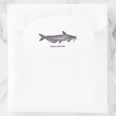 ナマズの青いロゴ 楕円形シール (バッグ)