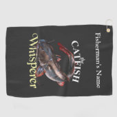 ナマズパーソナライズされたヒゲ黒魚釣りタオル ゴルフタオル (横)