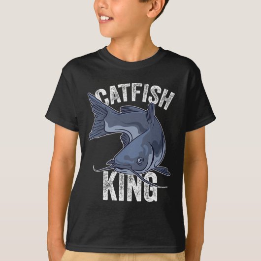 ナマズ王ナマズ魚釣り釣り Tシャツ (正面)