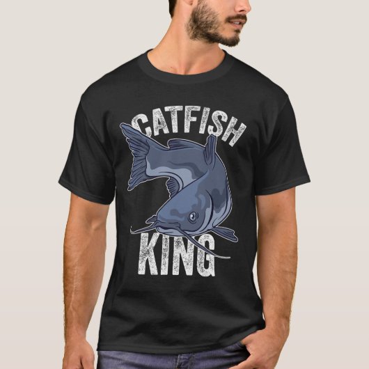 ナマズ王ナマズ魚釣り釣り Tシャツ (正面)