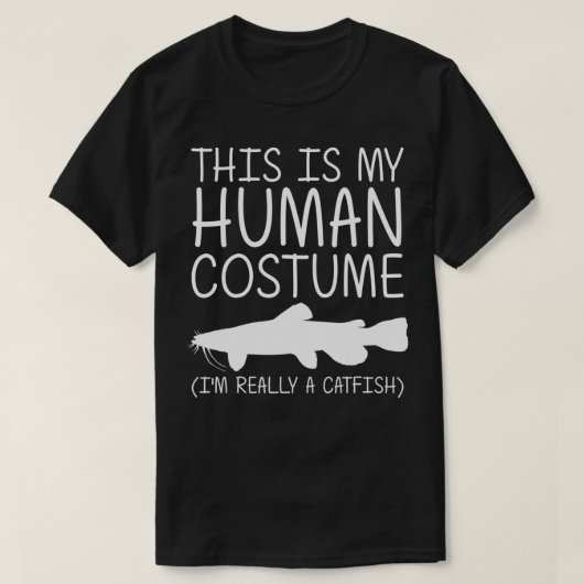ナマズ簡単ハロウィーン人間の衣装フィッシャーマズネコ Tシャツ (デザイン正面)