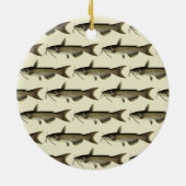 ナマズ釣り、ヴィンテージの水生生物河川魚 セラミックオーナメント (裏面)