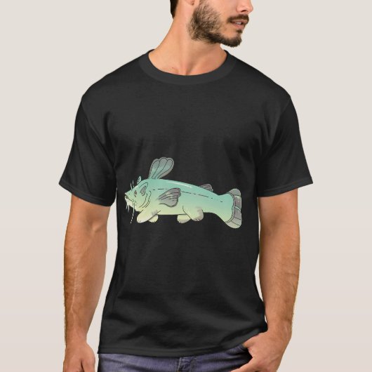 ナマズ 猫 魚 Tシャツ (正面)