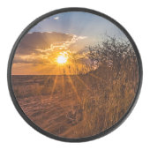 ナミビアのカラハリ砂漠に沈む夕日 アイスホッケーパック (正面)
