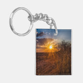 ナミビアのカラハリ砂漠に沈む夕日 キーホルダー (正面左)