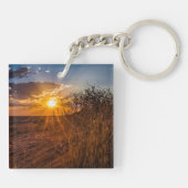 ナミビアのカラハリ砂漠に沈む夕日 キーホルダー (裏面)