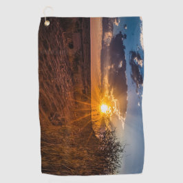 ナミビアのカラハリ砂漠に沈む夕日 ゴルフタオル