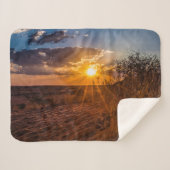 ナミビアのカラハリ砂漠に沈む夕日 シェルパブランケット (正面(横))