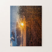 ナミビアのカラハリ砂漠に沈む夕日 ジグソーパズル (縦)