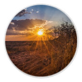 ナミビアのカラハリ砂漠に沈む夕日 セラミックノブ (正面)