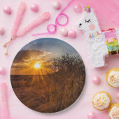 ナミビアのカラハリ砂漠に沈む夕日 ペーパープレート (パーティー)