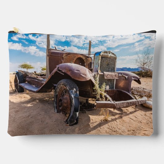 ナミビアのソリティアにある古くて捨てられた#3車 アクセサリーポーチ (正面)